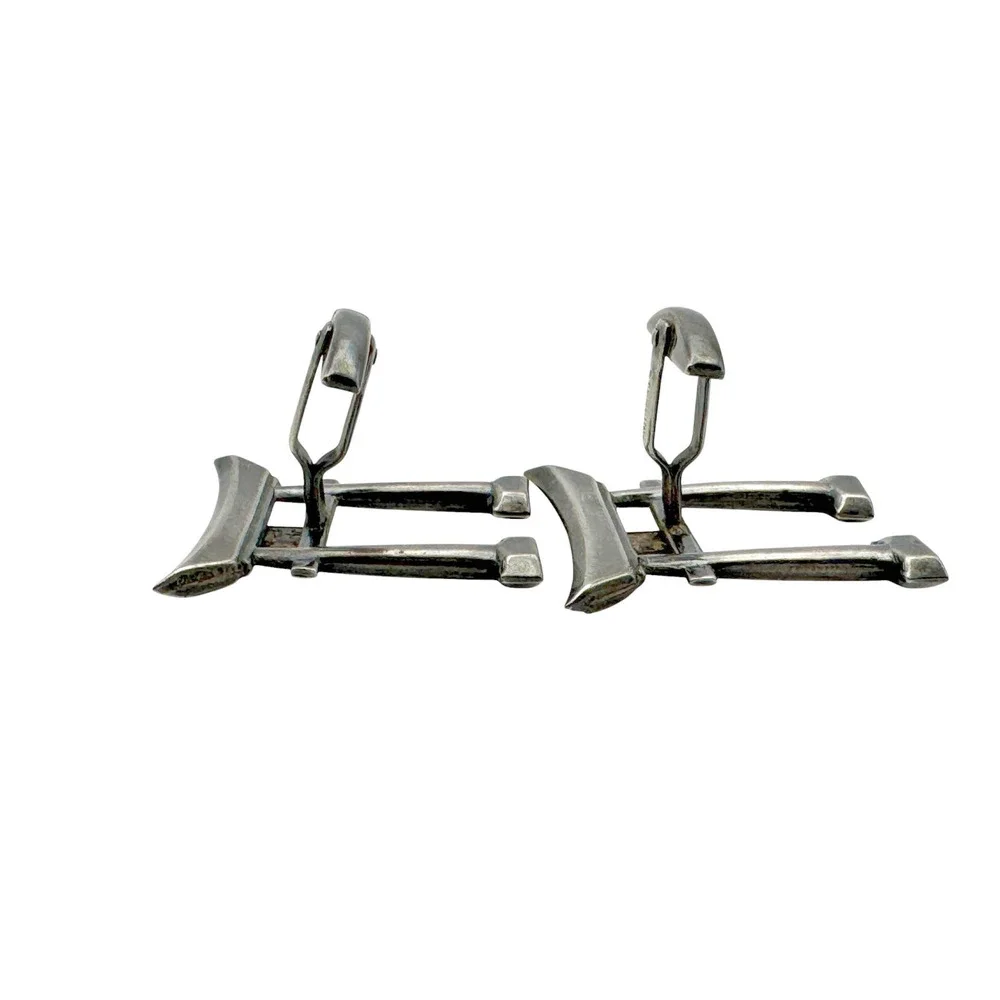 Vintage Sterling Silver Large Torii Gate Cufflinks Made In Japan